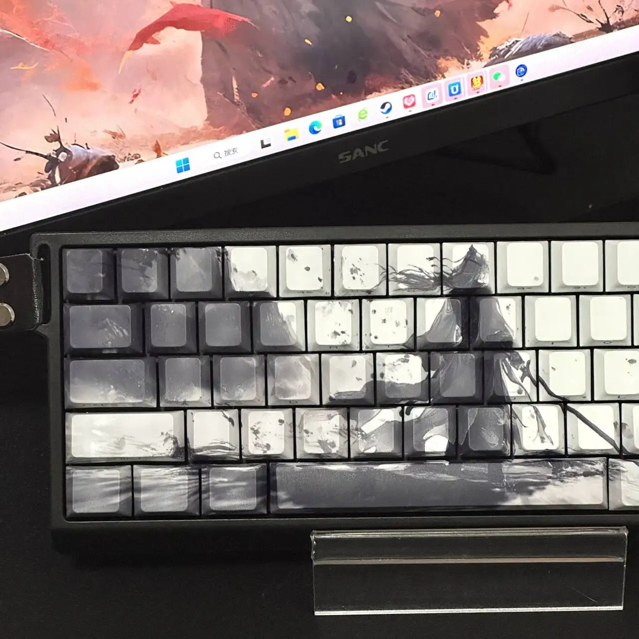 Sword Immortal Theme Keycaps Full Set 124 Keys Sidelit Cherry Profile Dye Sub Custom Keycap for MX Mechanical Keyboard