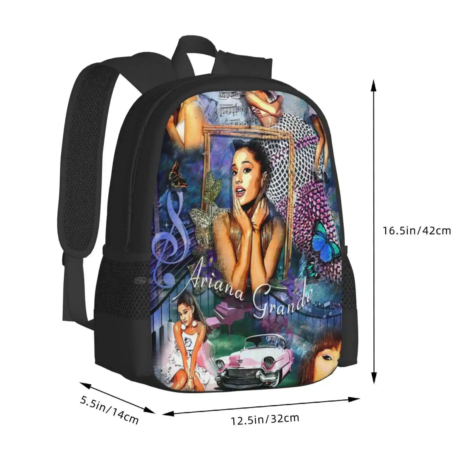 Bolsa con diseño de patrón de mochila para estudiantes universitarios adolescentes, póster de Arianna Grande