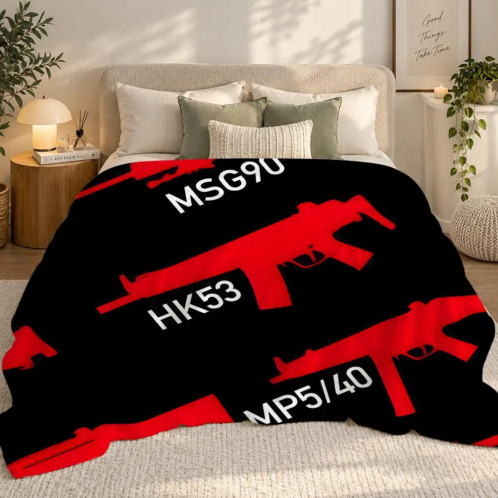 H-Heckler Cool K-Koch Firearm Throw 240g flannel blanket, suitable for sofas, beds, offices, exquisite gift blankets