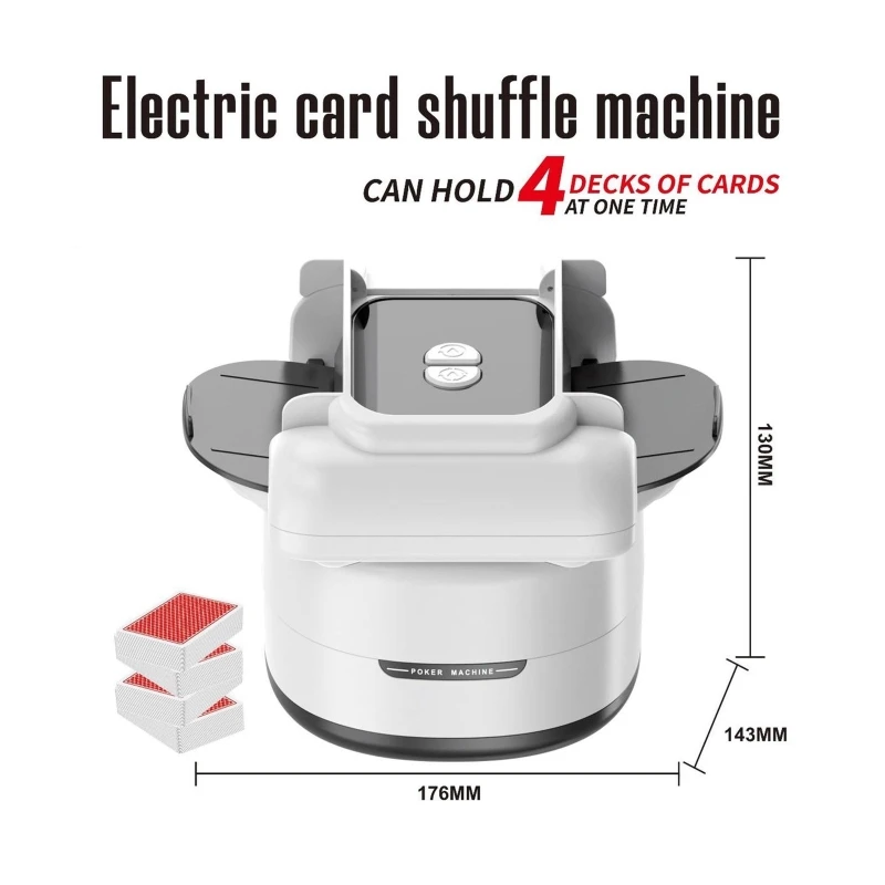 Automatic Card Shuffler 4 Deck Electric Casino Card Shuffler Rechargeable Cordless Poker Machine Card Dealer Machine Type-C Port