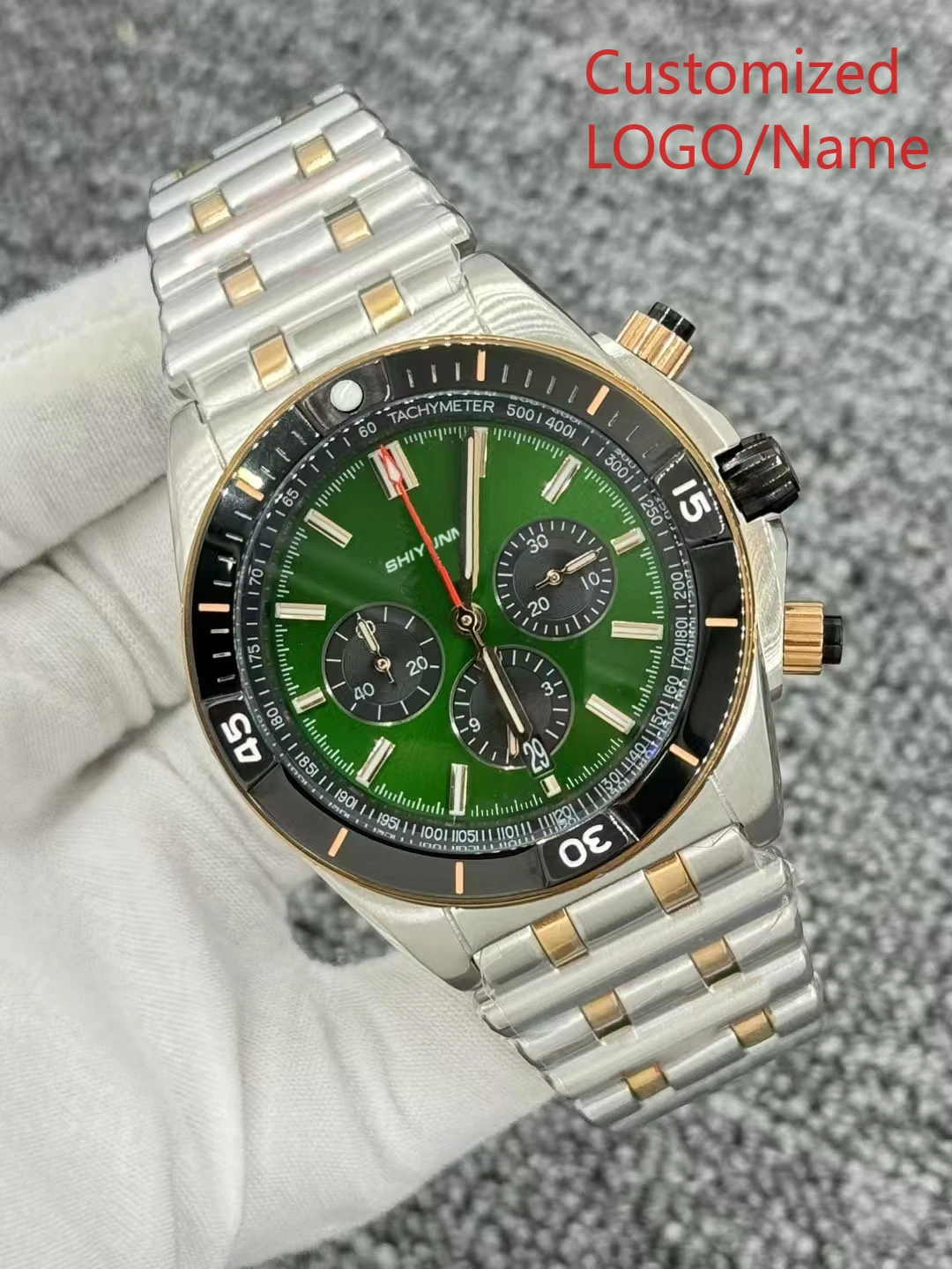 46MM Unisex Sports Watch World Time 904L Stainless Steel All Hands Fully Functional