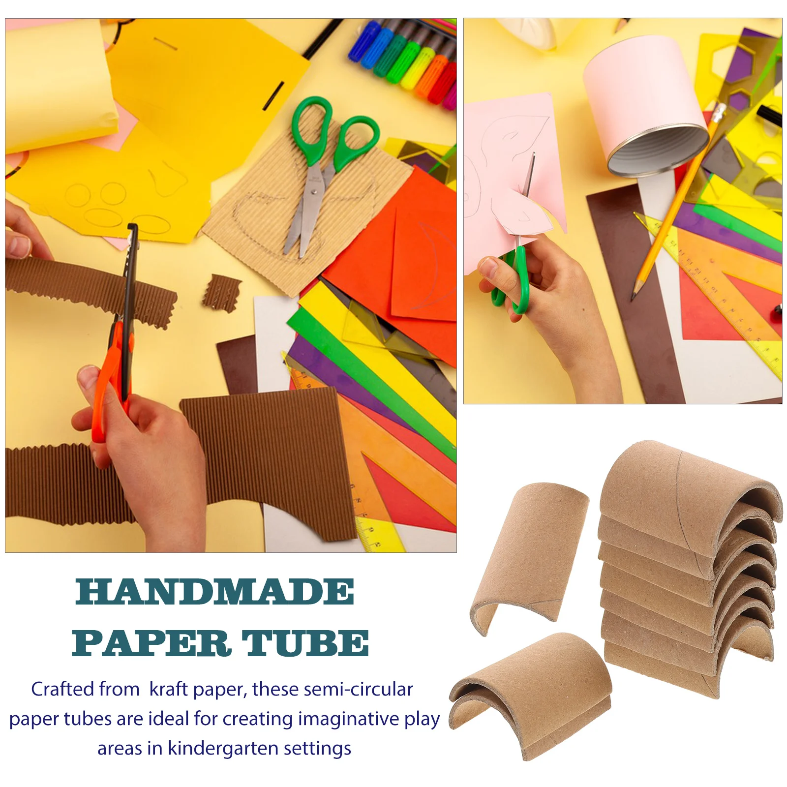 10 قطعة أنابيب ورق يدوية نصف دائرية أنابيب كرافت للأطفال مشاريع مدرسية ذاتية الصنع أدوات تعليمية إبداعية نشاط الفصول الدراسية