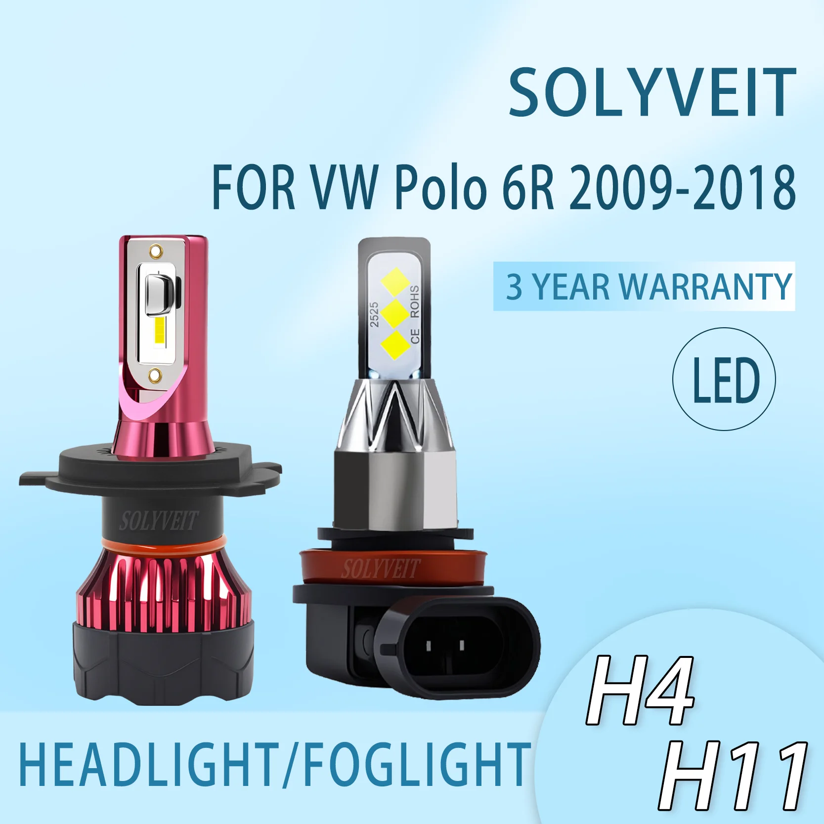 

Lights Up Farther Distances reliable H4 H11 LED HEADLIGHT FOGLIGHT FOR VW Polo 6R 2009-2011 2012 2013 2014 2015 2016 2017 2018