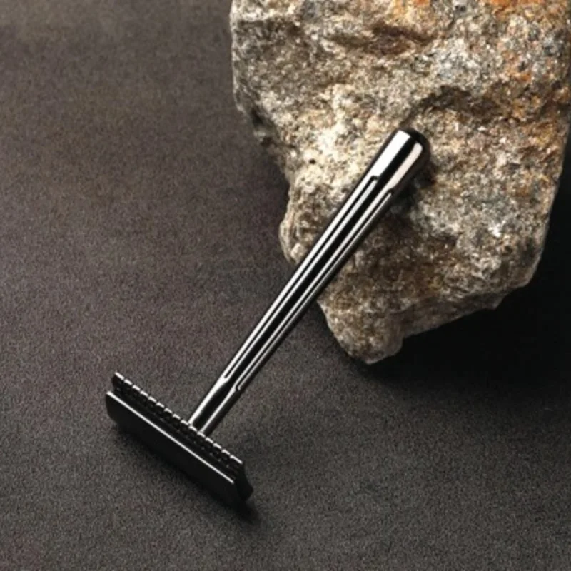 YAQI SE Katana Globe Trotter Single Edge Safety Razor Barber Grade Shaving Tool for Men Black Chrome Brass Handle 77g