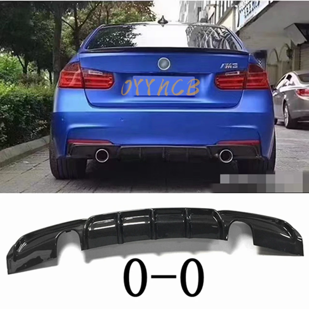 For BMW F30 3 Series 320i 328i 335i M Sport 2012-2018 Rear Bumper Diffuser Lip W/ LED Brake Light Carbon Fiber Spoiler Splitter