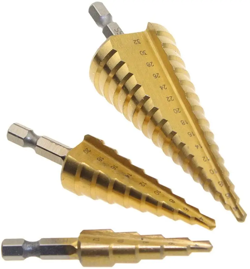 3 HSS Titanium Mũi 4-12-20 4-32 Khoan Điện Dụng Cụ Kim Loại Cao Cấp thép Gỗ Lỗ Cắt Hình Nón Mũi Khoan