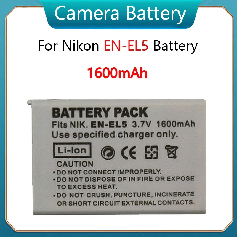 

1600mAh Camera Battery EN-EL5 ENEL5 Batteries for Nikon COOLPIX-P100 P3 P4 P500 P5100 P520 P530 EN-EL5 Digital Battery