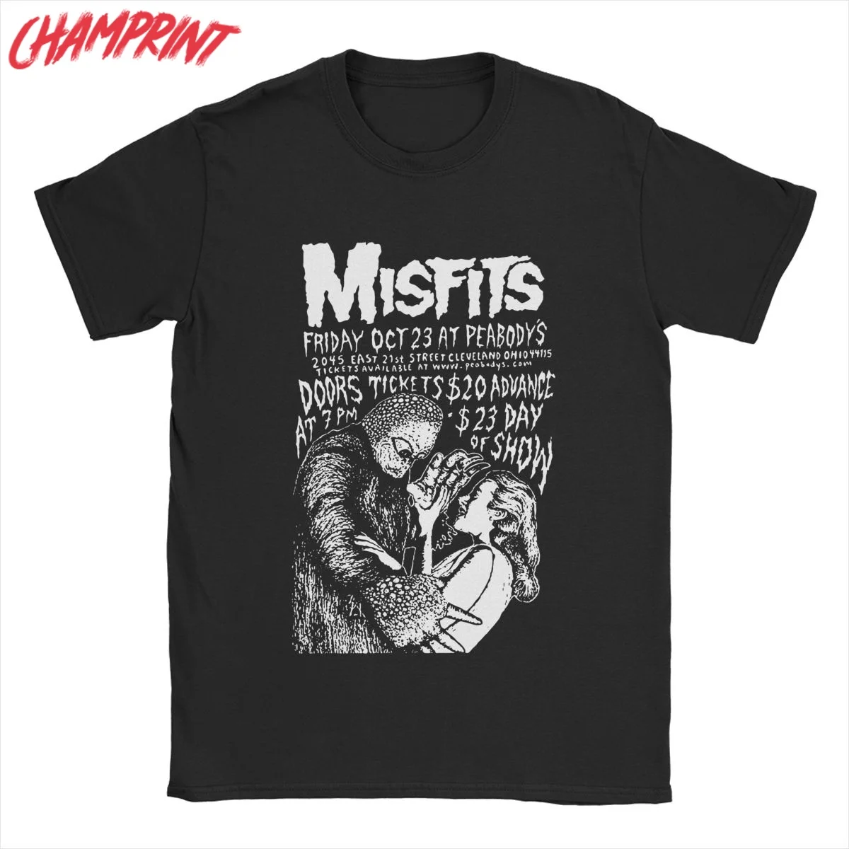 Men's T-Shirt Horror Retro Misfits Funny Cotton Tees Short Sleeve T Shirt Round Collar Tops Party