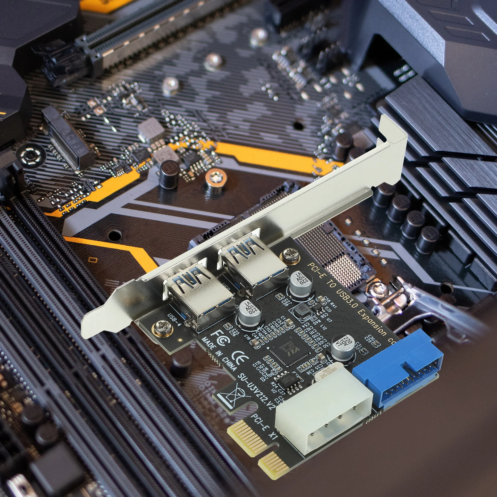 

USB-адаптер Pci-E, 2-портовая карта расширения, прочный компьютер из алюминиевого сплава, карта расширения USB 3.0 Express, стабильные быстрые данные