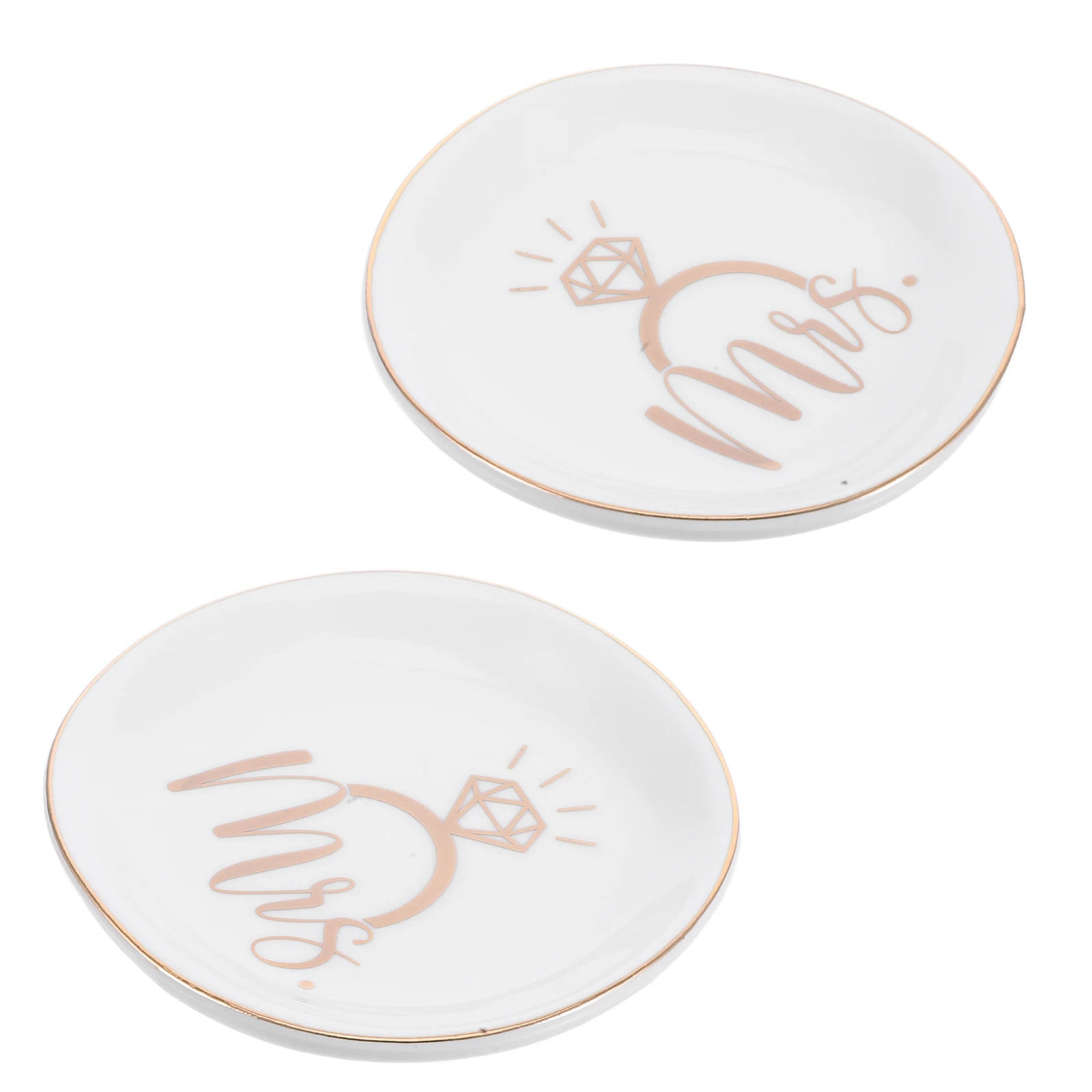 

2Pcs Elegant Ceramic Jewelry Dish Organizer Trinket Holder Rings Earrings Necklaces Vanity Bedroom Decor Small Dish for Jewelry