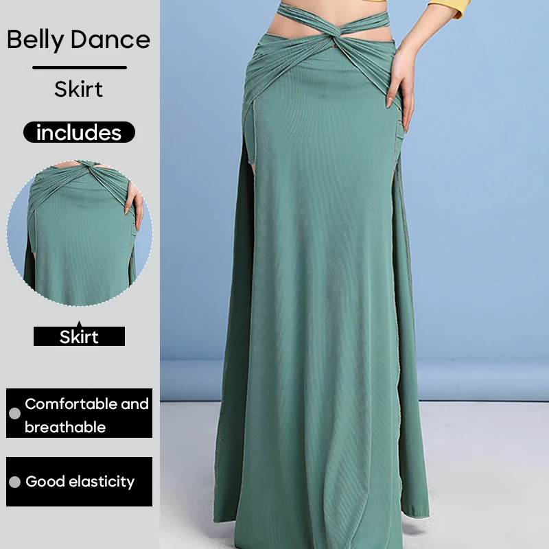 Belly Dance Practice Clothes New Skirts Bottoms Beginners Sexy and Thin Slit Long Skirts Oriental Dance Costumes For  Women