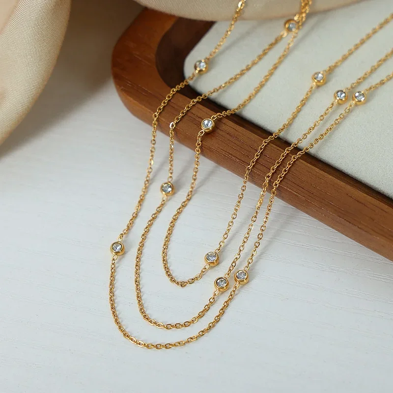 

MARKA New French Minimalist Style Stainless Steel Gold-plated Collarbone Chain Women's Versatile Necklace Accessories