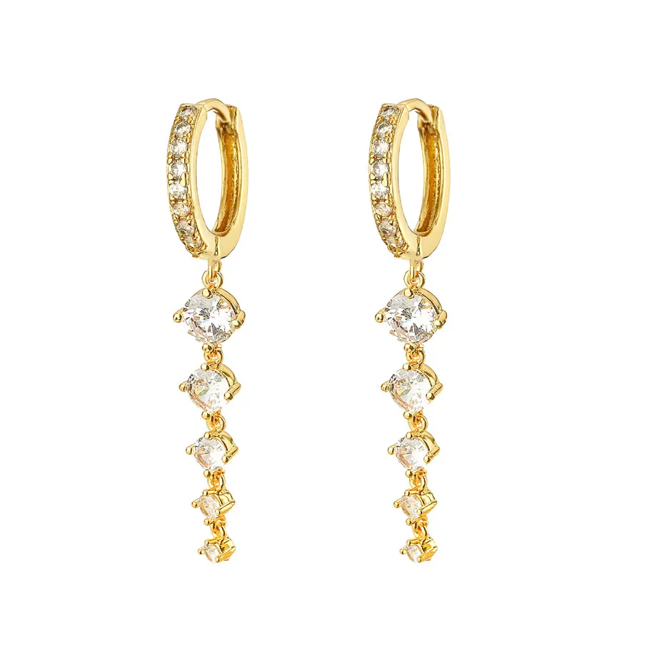 Women's Earrings Plated 18k Gold Colored Zircon Crystal Round Earrings Popular Fashion Jewelry Festival Gift