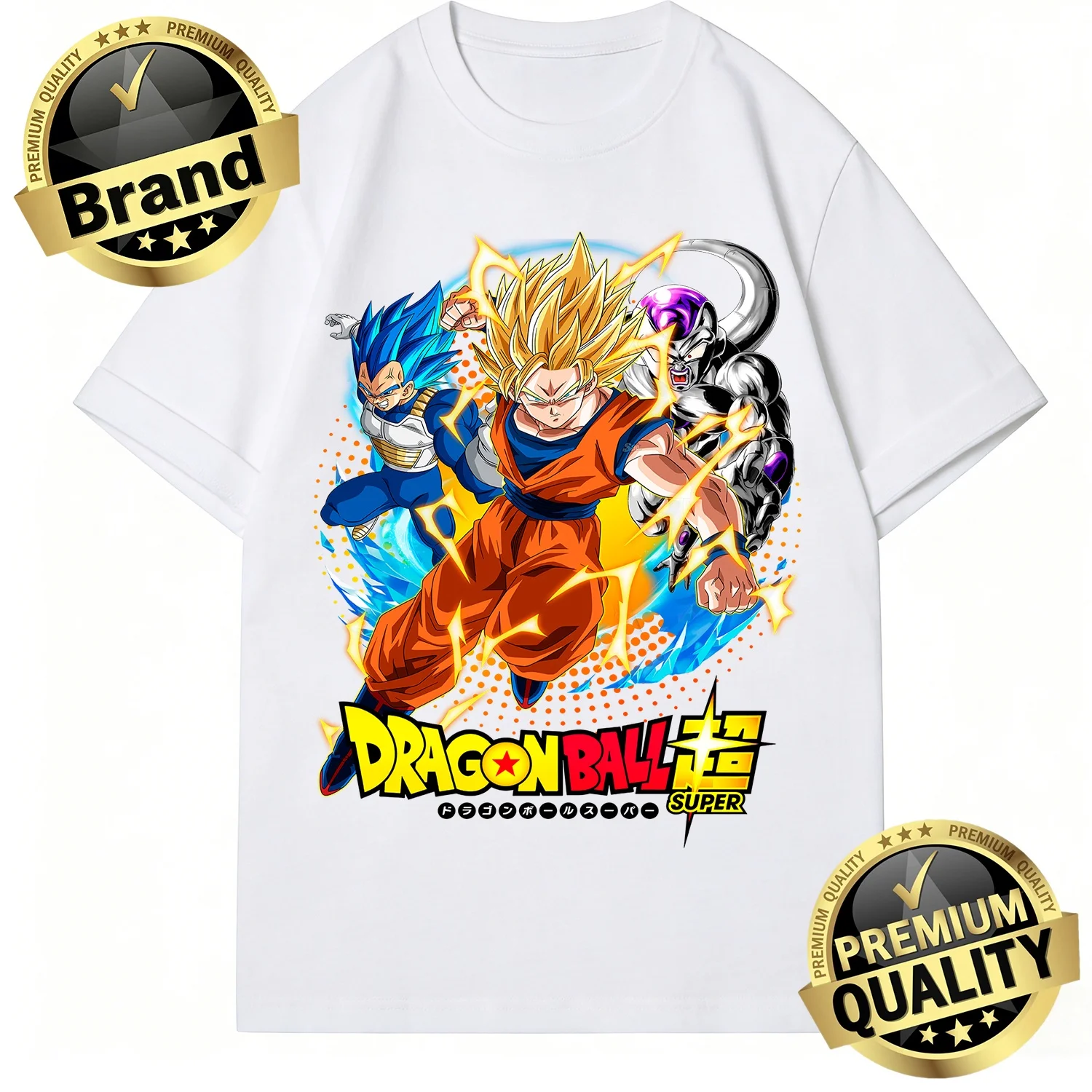 Camiseta de Algodón Puro Super Retro de Verano 2026 de Dragon Ball, Camiseta Informal Extra Grande para Mujeres y Niños, Goku Vegeta Frieza Anime Top