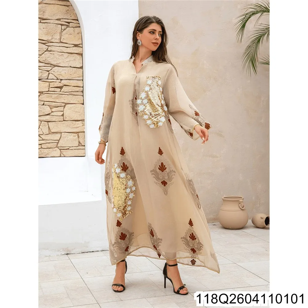 2026 New European and American Muslim Dignified Women's Evening Dress with Sequined Embroidery for Women 118Q26041101