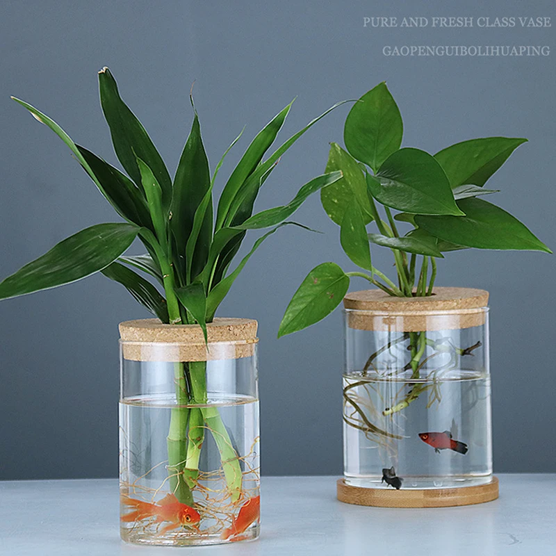 Transparent Hydroponic Flower Pot Imitation Glass Soilless Planting Potted Green Plant Resin Flower Pot Home Vase