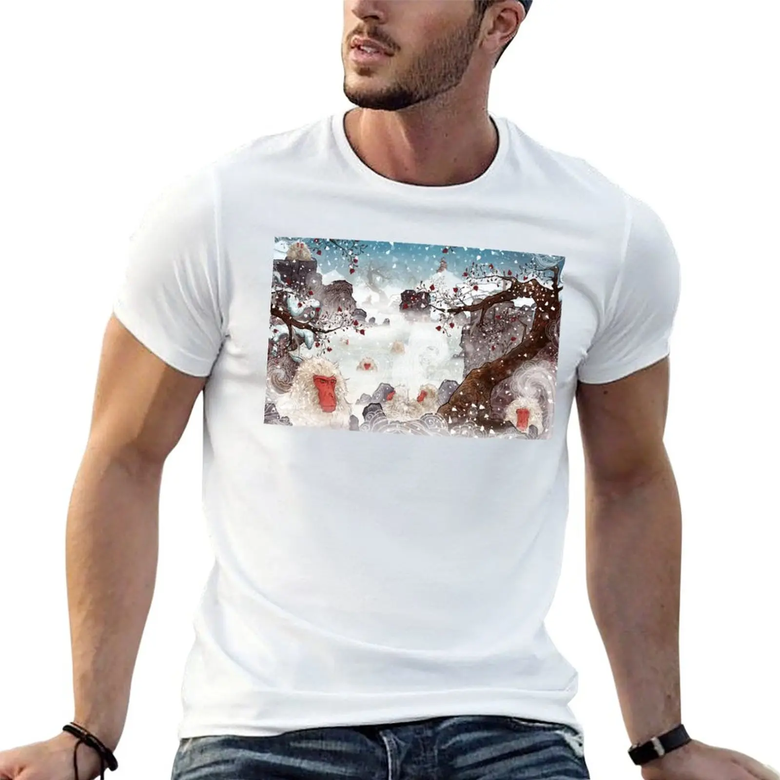

Soaking Japanese Snow Monkeys T-Shirt anime t shirts for man t shirt man cotton T-Shirt