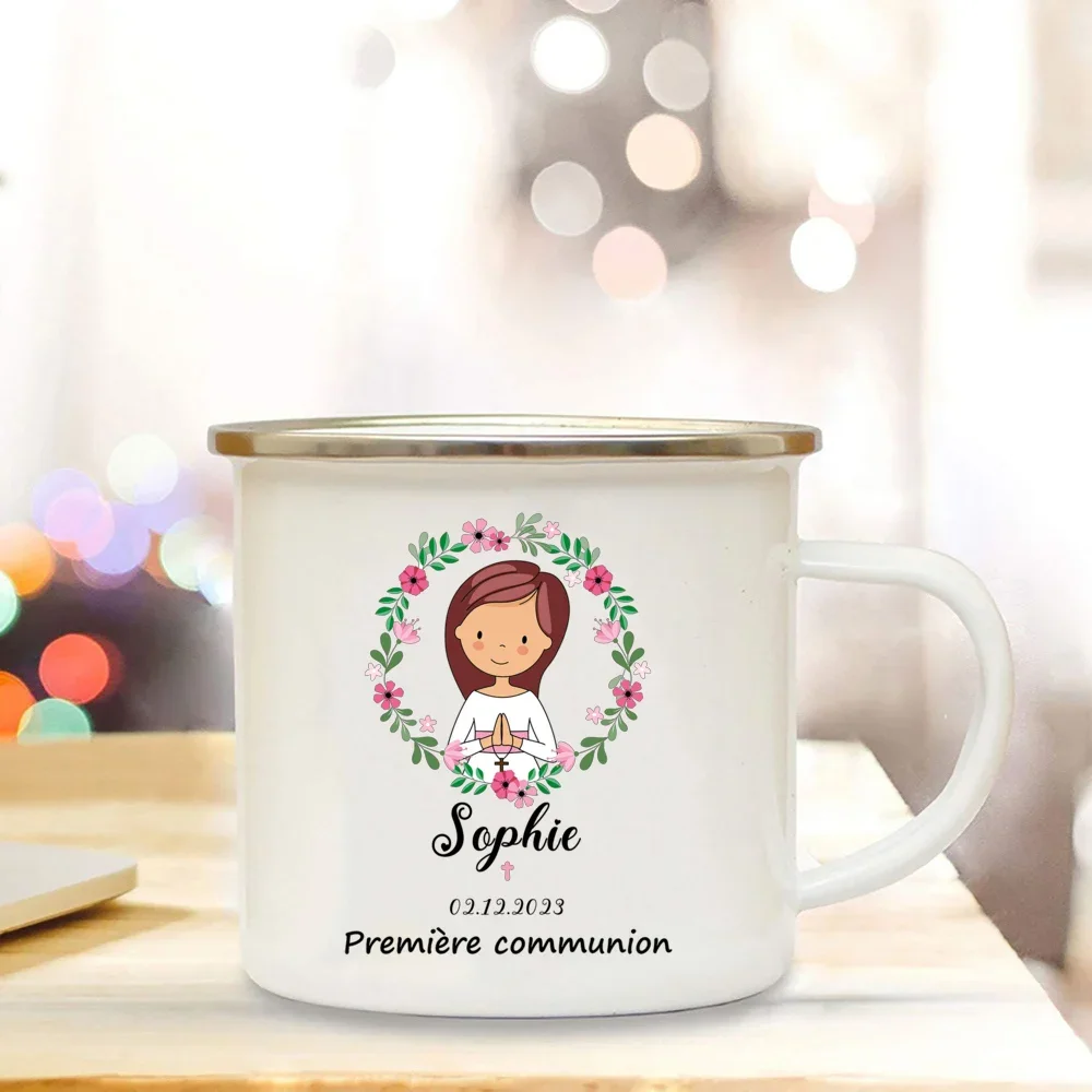 Personalized Mug for Kids Hot Chocolate Custom Name cup coffee cups Handle Mugs Favors Child First Holy Communion Party Gift