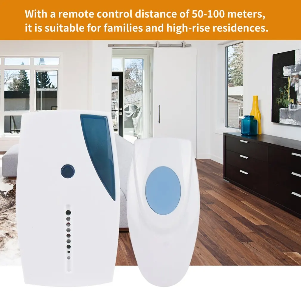 Drahtlose Türklingel 100m Reichweite schnur lose Musik Türklingel mit LED-Licht Fernbedienung Home Security System einfache Installation