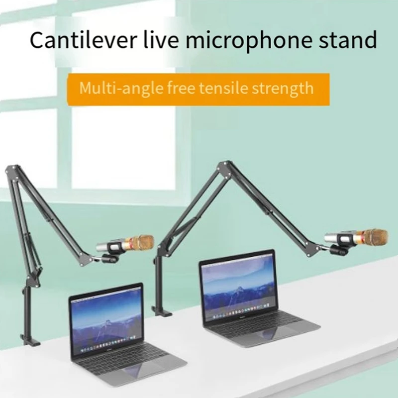 AA67-Microphone Boom Arm With Tabletop Stand For Podcasting, Video Games, Radio And Studio Audio