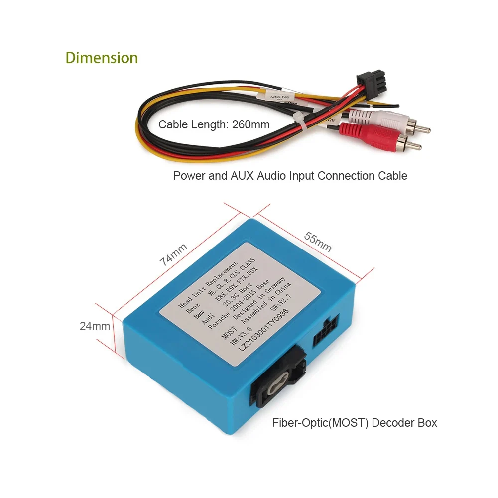 Car Stereo Radio Optical Fiber Decoder Box for Mercedes Benz CLS E CLASS W211 W219 R CLASS S E SL ML W251 R300