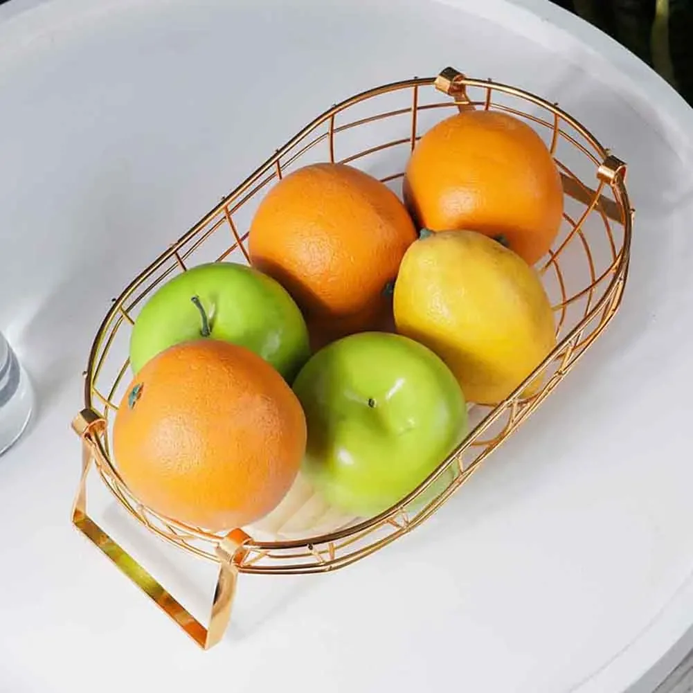 Nordic Style Fruit Basket Wire Decorated Metal Storage Basket Black Display Bowl Fruit Rack Vegetable Table Dining Decoration