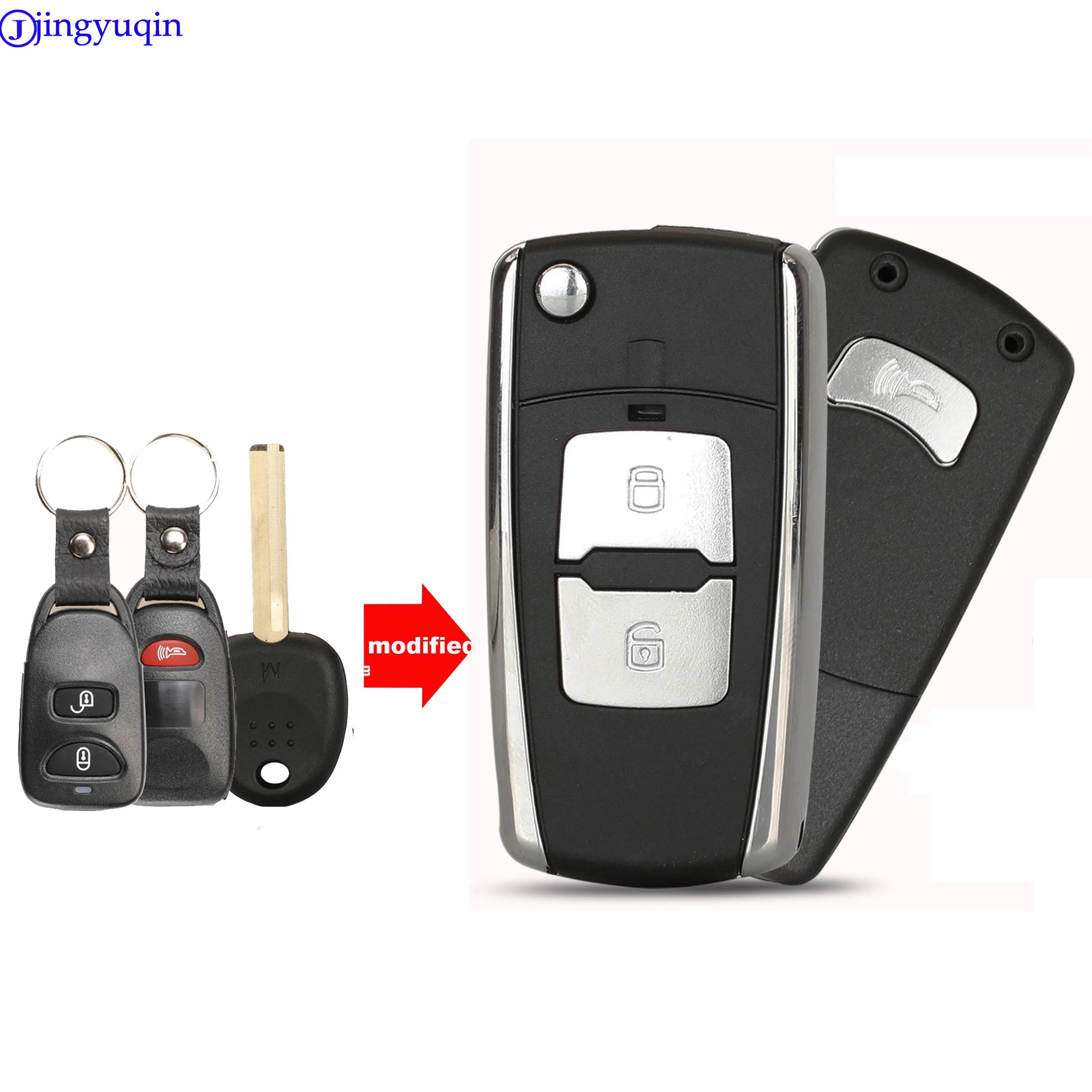 Jingyuqin Geändert Auto Schlüssel Fall Abdeckung Fob Für Hyundai Accent Santa Fe i30 Veloster Picanto Klapp Flid Blank Shell