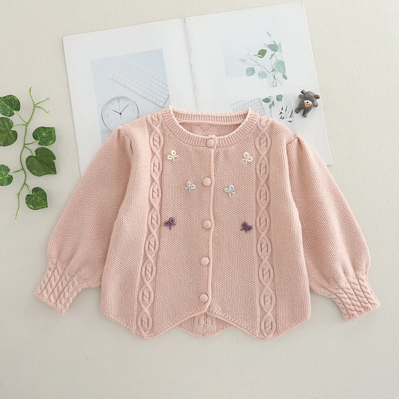 

2025 Spring Autumn New Baby Sweater kids Jacket for Girls clothes Bow Cardigan Newborn Knitted