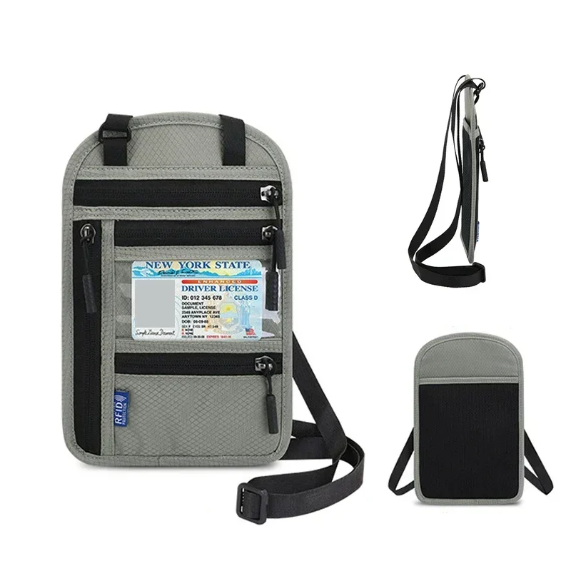 

Модный RFID-кошелек для паспорта, тонкий дорожный чехол, держатель для ID-карт и банковских кредитных карт, дорожный кошелек на молнии для мужчин и женщин