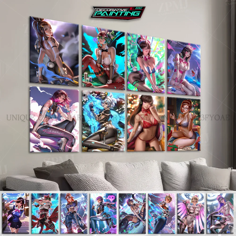 

FPS Game Overwatch Female Characters Prints Painting Picture Wall Artwork Home Decorative Canvas Poster For Living Room No Frame