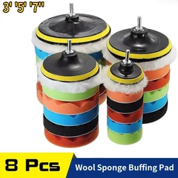 Buffing Pad Set Thread 3/5/7inch Auto Car Repair Polishing pad Kit for Car Polisher+Drill Adaptor Power Tools accessories
