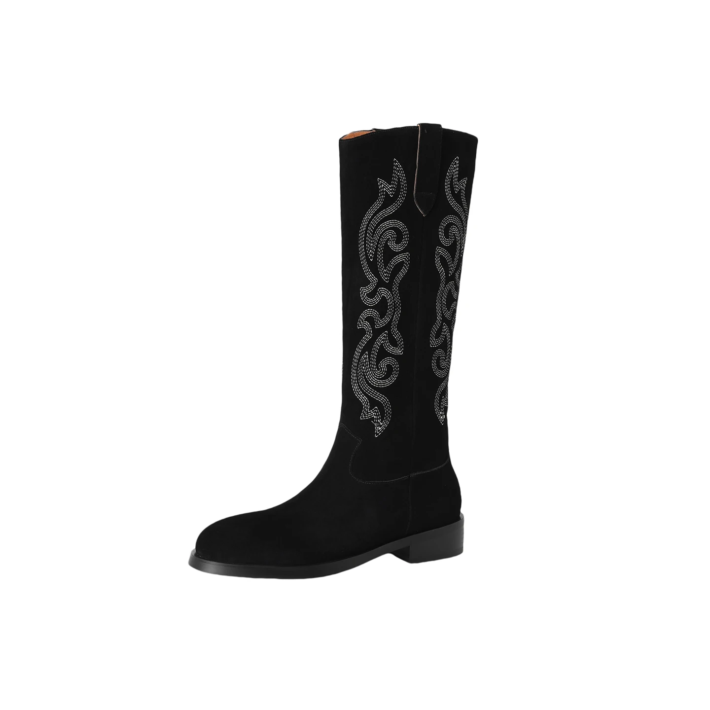 Handmade Women Winter  Boots Knee High Boots Chunky Genuine Leather Boots for Women Slip-on Short Boots Embroider Western Boots