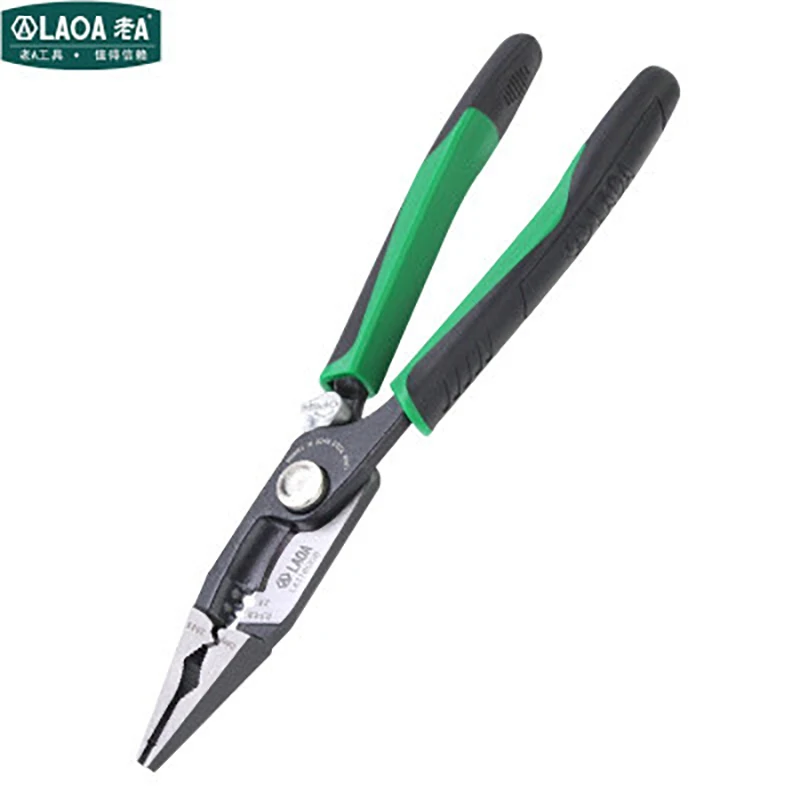 LAOA 8-inch crimping tool pointed nose pliers multi tool pliers cable stripping pliers with locking function long nose plie