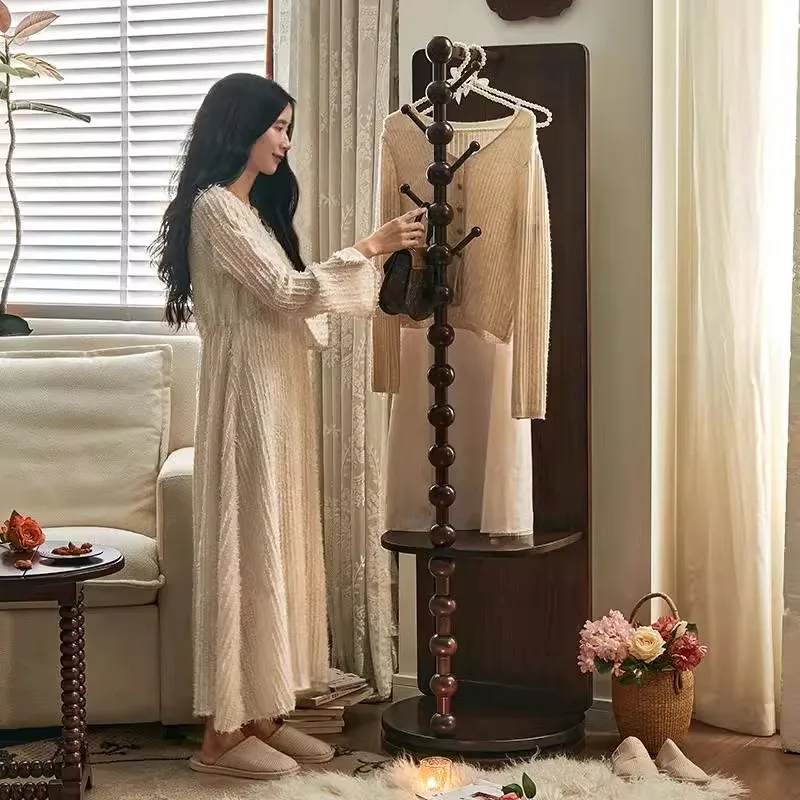 Retro style full-length mirror coat rack for home and dual-purpose floor-to-ceiling full-length mirror, bedroom can be rotated,