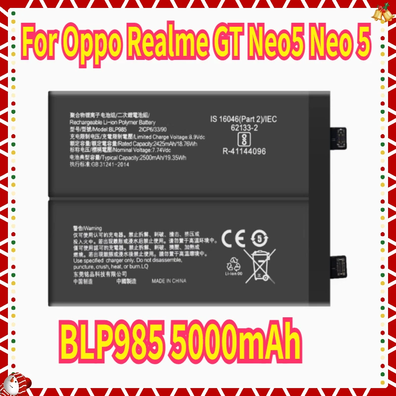 

New BLP985 5000mAh Battery For Oppo Realme GT Neo5 Neo 5 Mobile Phone Batteries