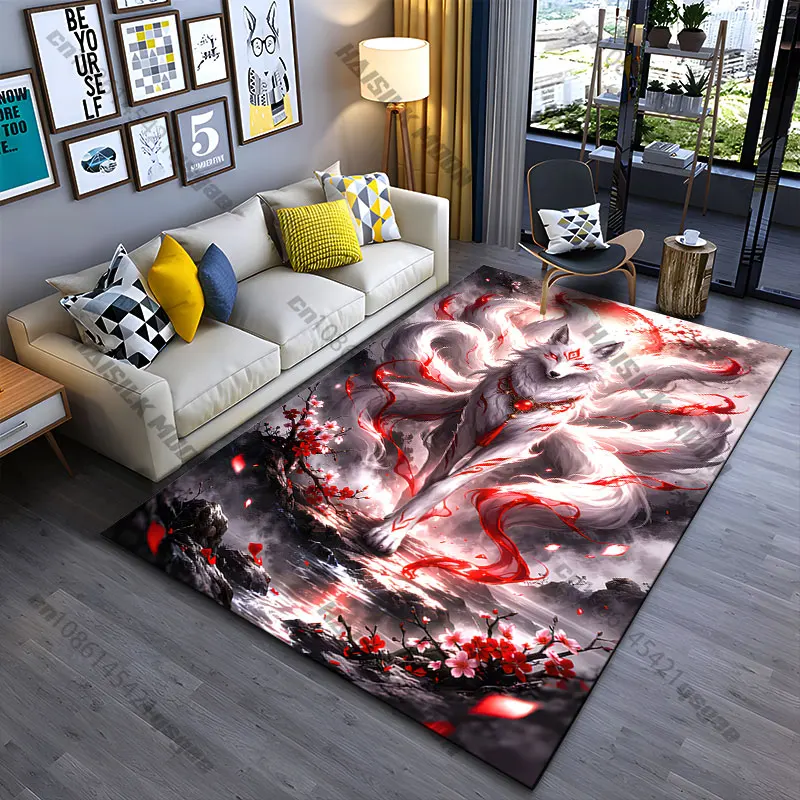Ethereal fox mystical power carpet Yoga living room room decor children's crawling mat doormat area rug games mat