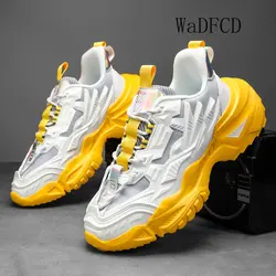 Chunky Sneakers Plus Size 45 Men Women Mecha Style Running Shoes Fashion Casual Leather Fabric Height Increased Platform Shoes