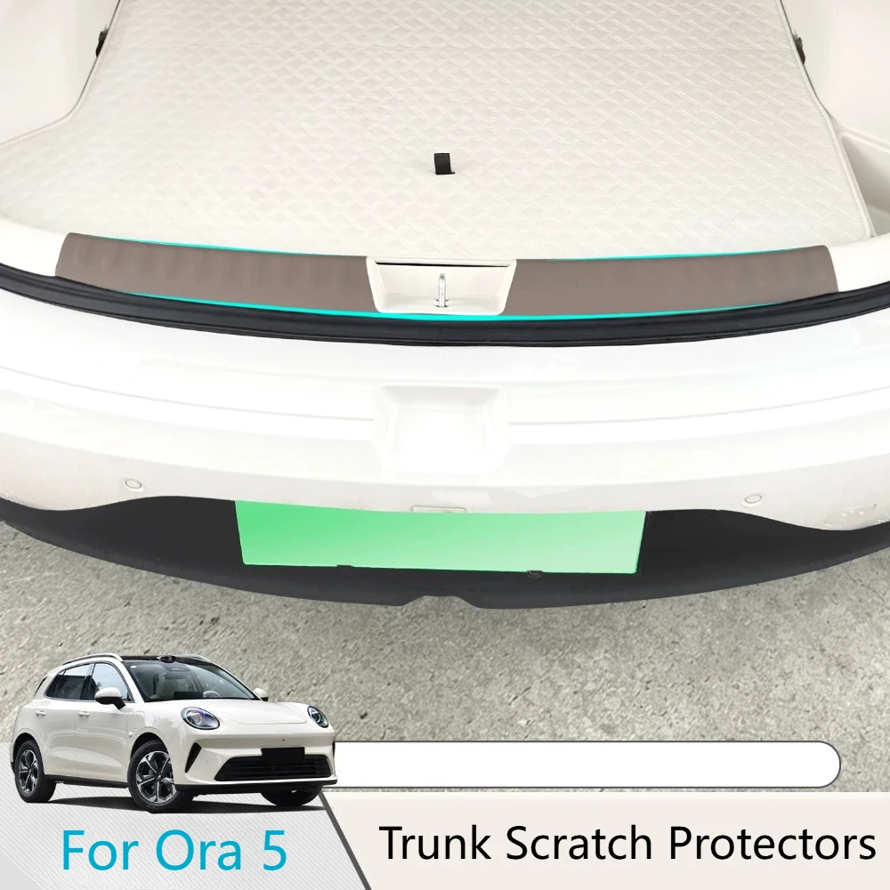 Car Trunk Rear Guard Door Sill Protection Strip Scratch Resistant Leather Wear Resistant Protective Decorative Sticker for Ora 5