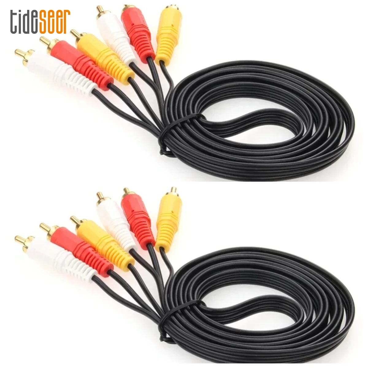 100pcs 1.5M 3RCA To 3 RCA Composite Audio Video AV Cable Male to Male Plug Connect Cord for TV DVD Cameras