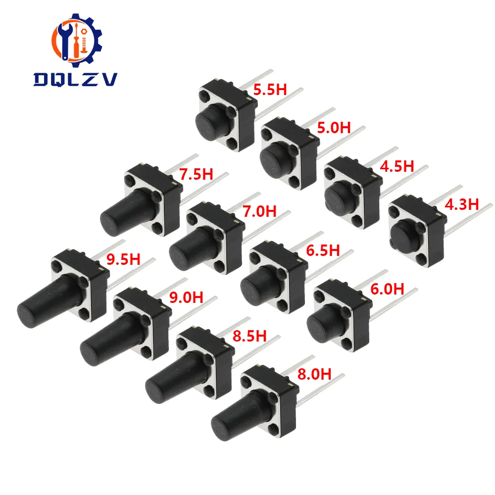 Przełącznik przyciskowy taktowy 12V miedź 2PIN DIP2 SMD mikroprzełącznik 6X6X5 4.3 5 5.5 6 7 8 9 10 11 12 13 15MM TV zabawki przycisk do użytku domowego