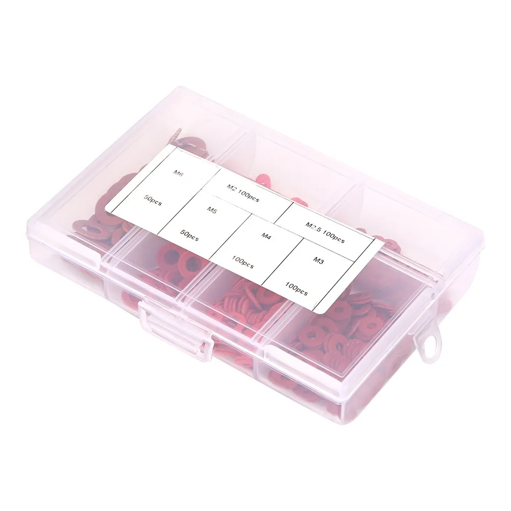 500x Carbon Steel Plated White Zinc Red Insulation Flat Washer Set NEW