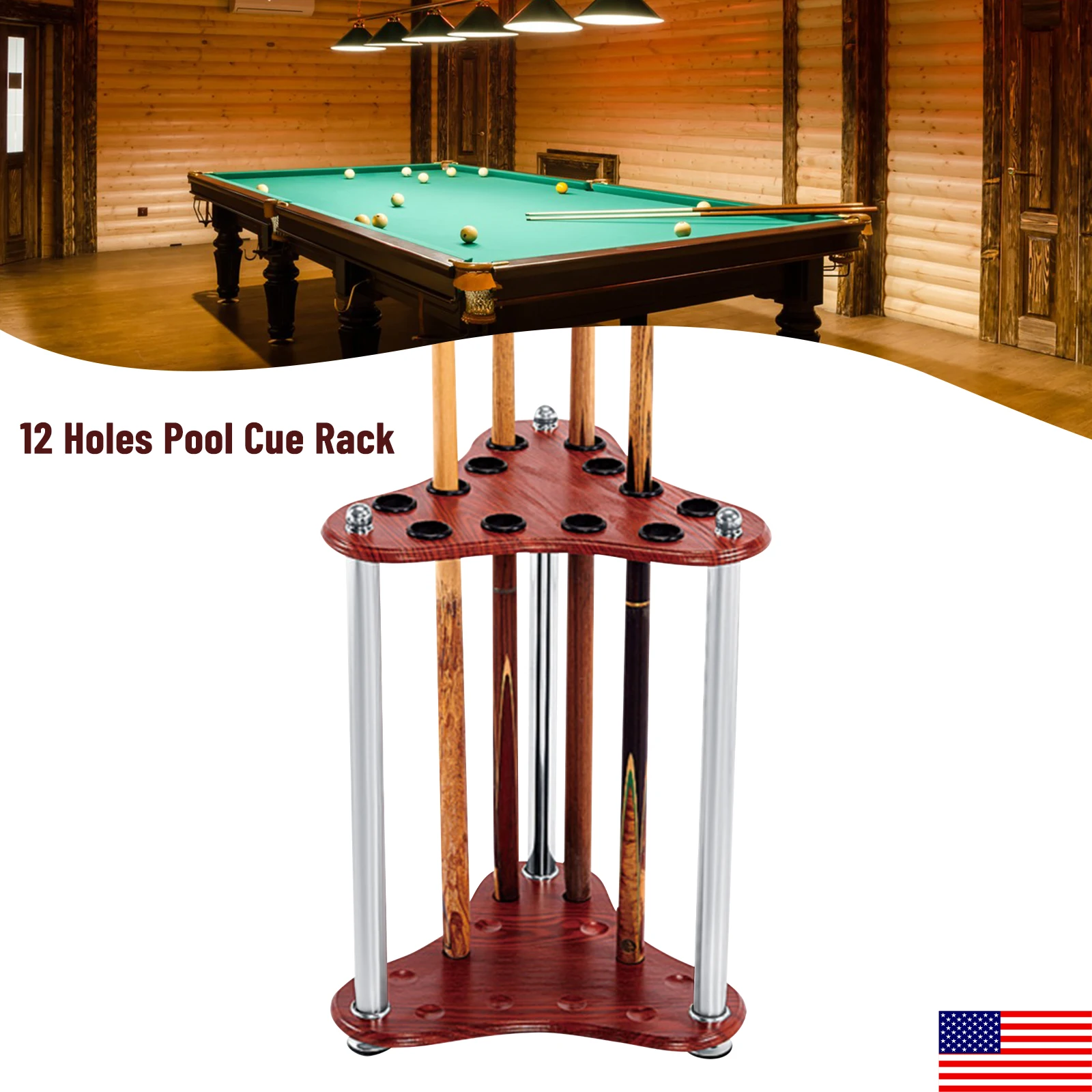 Support pour queue de billard à 12 trous, support d'angle pour queue de billard, support au sol