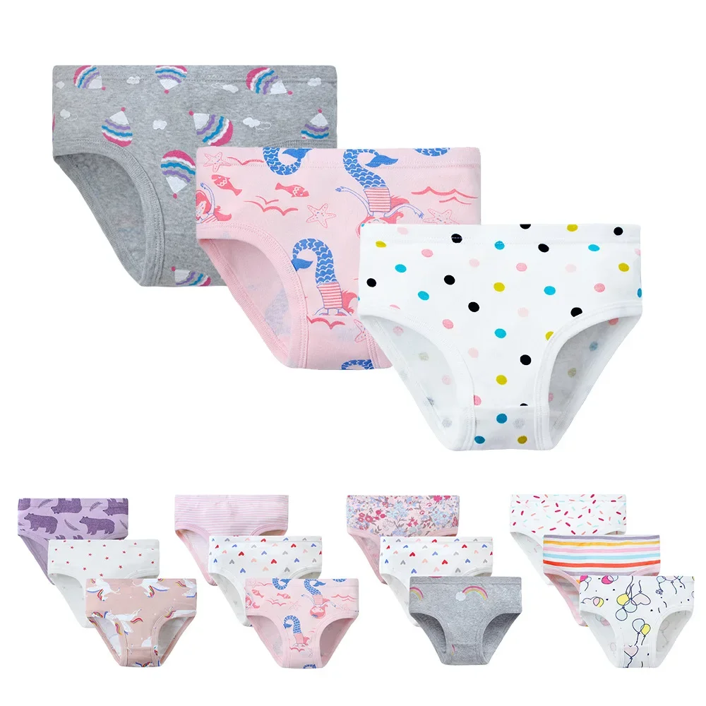 

2-7 Years Girls Panties 3pcs Per Pack Cotton Student Kids Underwear Teen Panties Young Puberty Girls Underpant