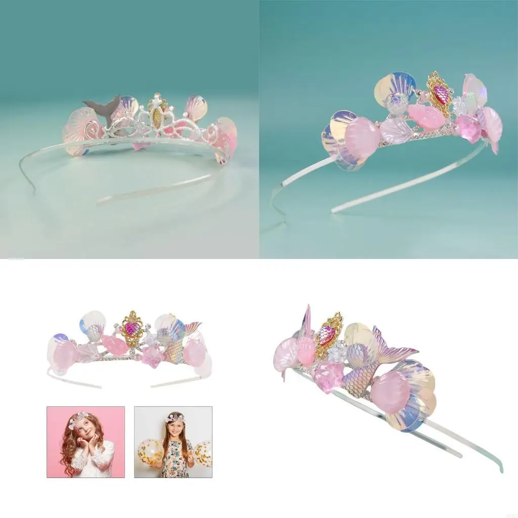 

39BC Birthday Crown Hairhoop Child Glittering Crown Hairband Festival Princess Tiaras Crown Hairband Stage Hairhoop