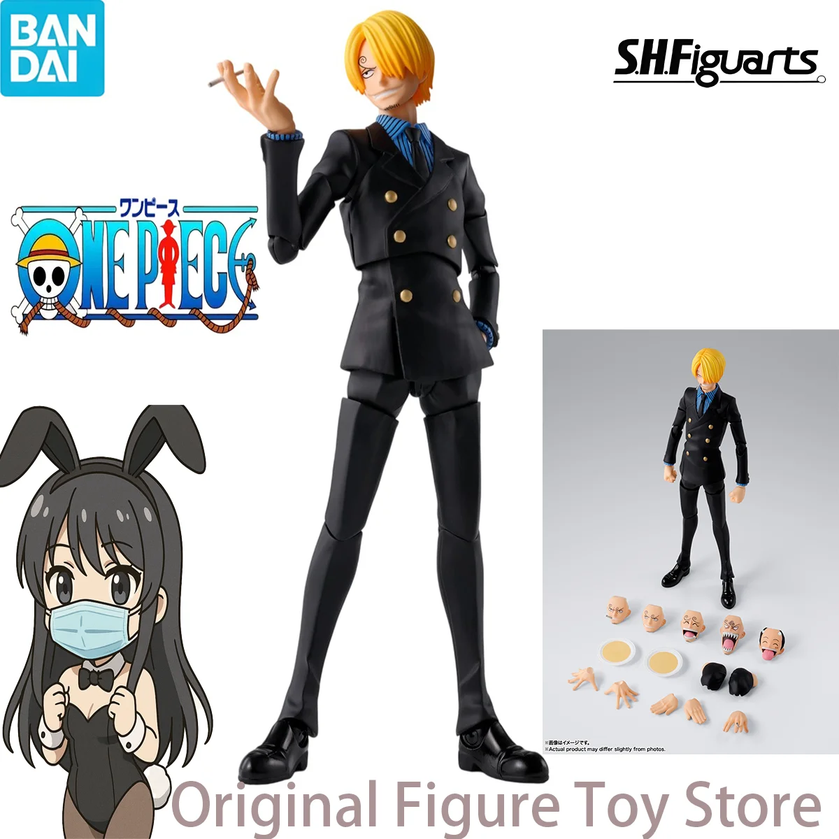 

Original Bandai Banpresto SHF series One Piece Sanji Kamji S.H.Figuarts Animine Action Figure Model Toys