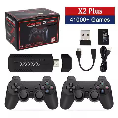 X2 Plus Game Stick 4K HD 2 4G Retro Video Game Console Wireless Controller TV 50 Emulator PS1 N64 DC 256G Games