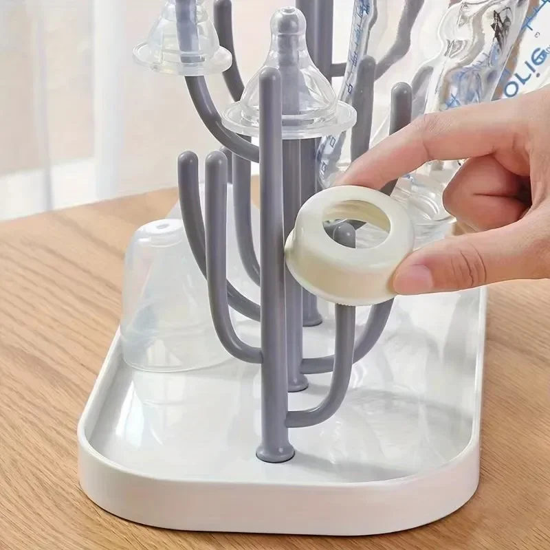 Baby Bottle Countertop Drying Rack Detachable Toddler Sippy Cups Infant Dishes Dryer Holder with Drainer Tray Baby Accessories