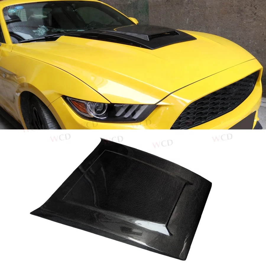 Car Accessories Carbon Fiber Front Hood For Ford Mustang 2015-2017 Engine Hood Scoop Cover Body Kit