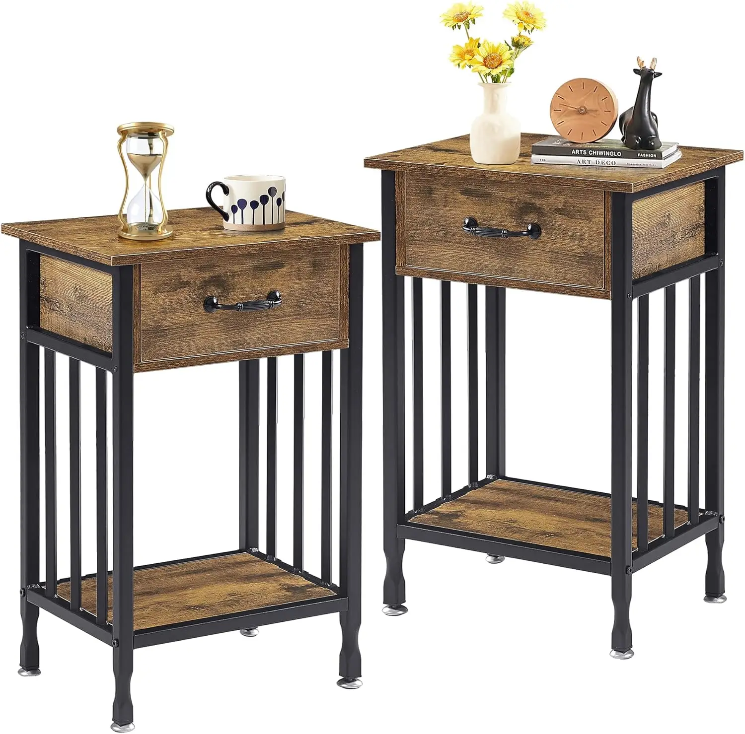 

Nightstands,3-Tier Side Table End Table with Drawer and Storage Shelf,Bedside Tables Organizer,Night Stands for Bedroom,