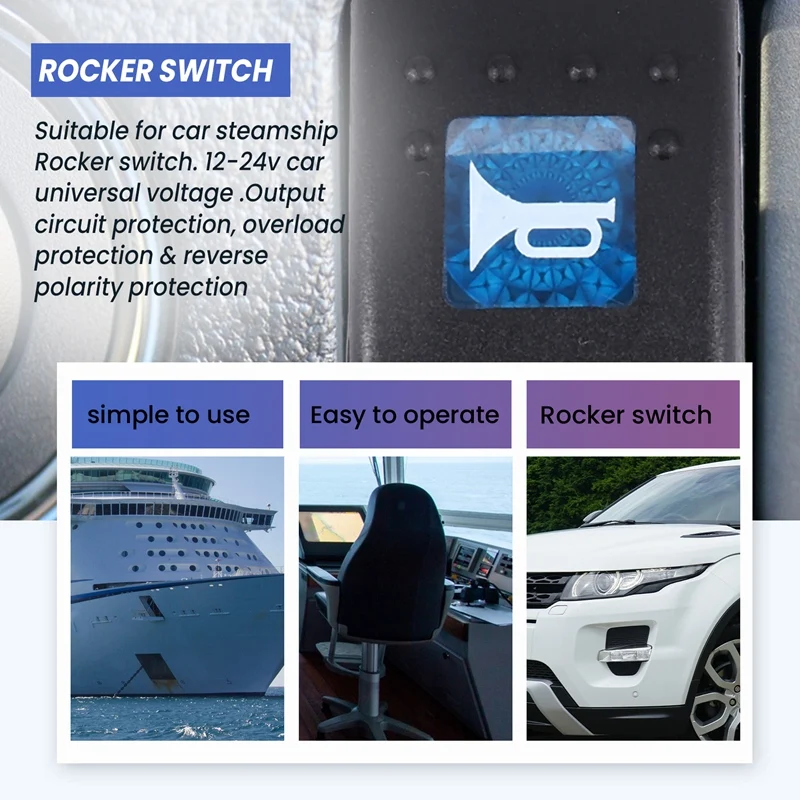 Pola klakson cahaya biru LED 12V/20a 24V/10A sakelar pengalih Rocker 5-pin sakelar kapal mobil